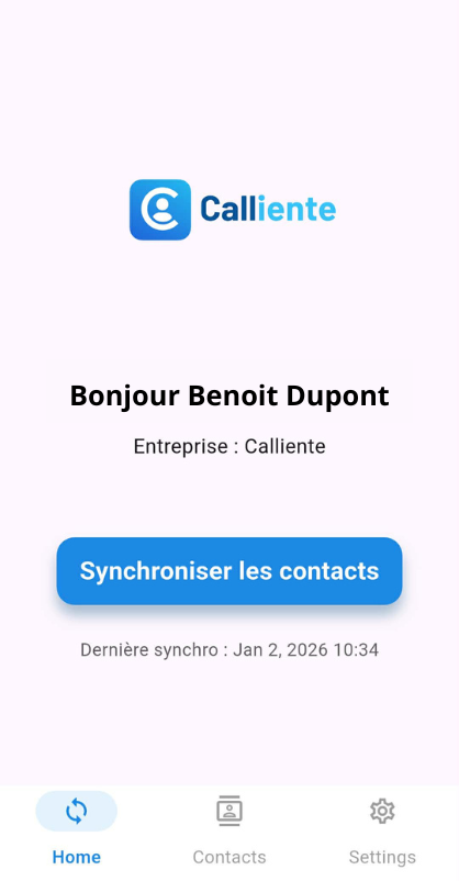 Apercu de l application Calliente